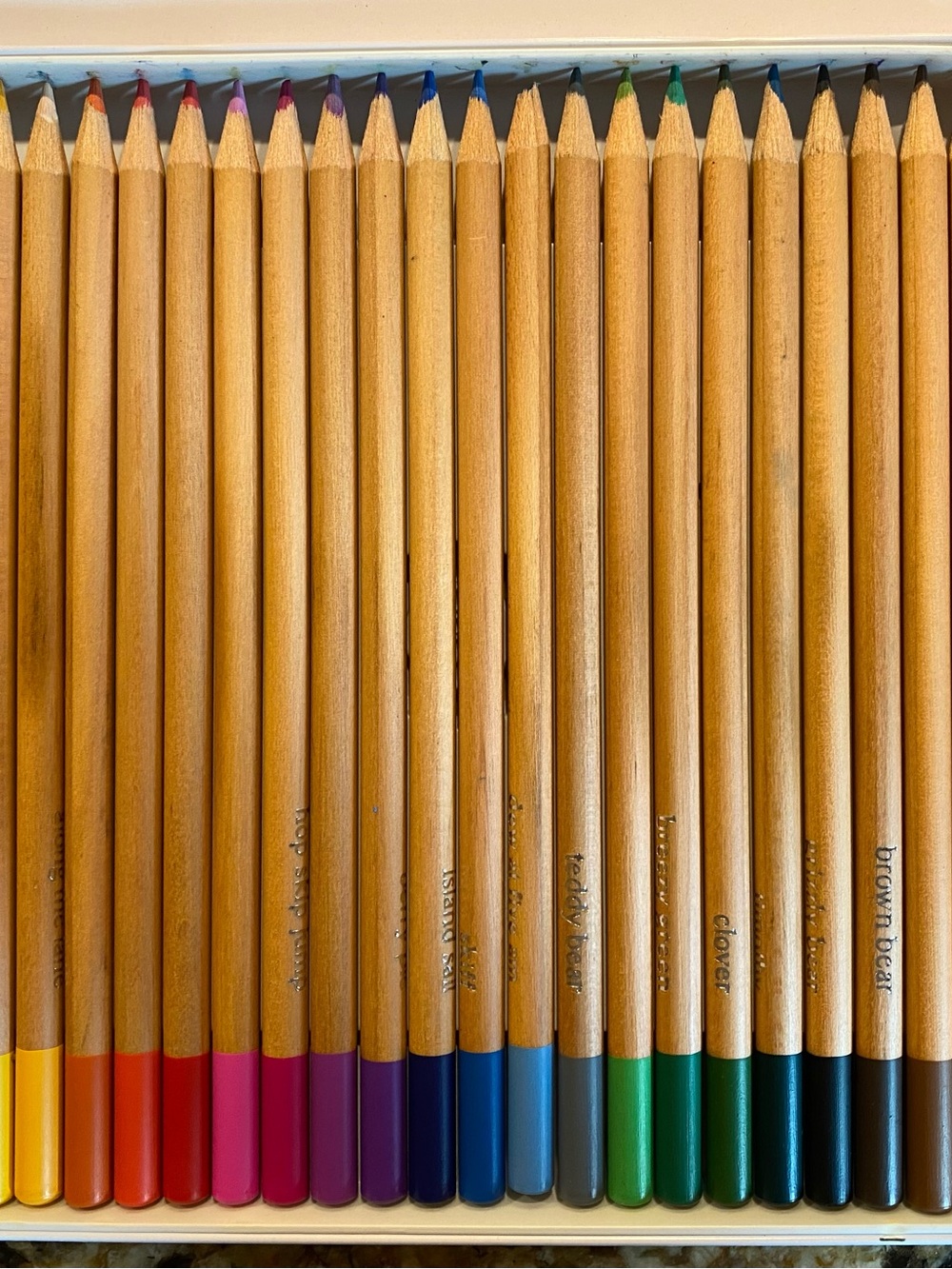 Vintage eeBoo Natural Wood watercolor Pencils — Multicolor Tips